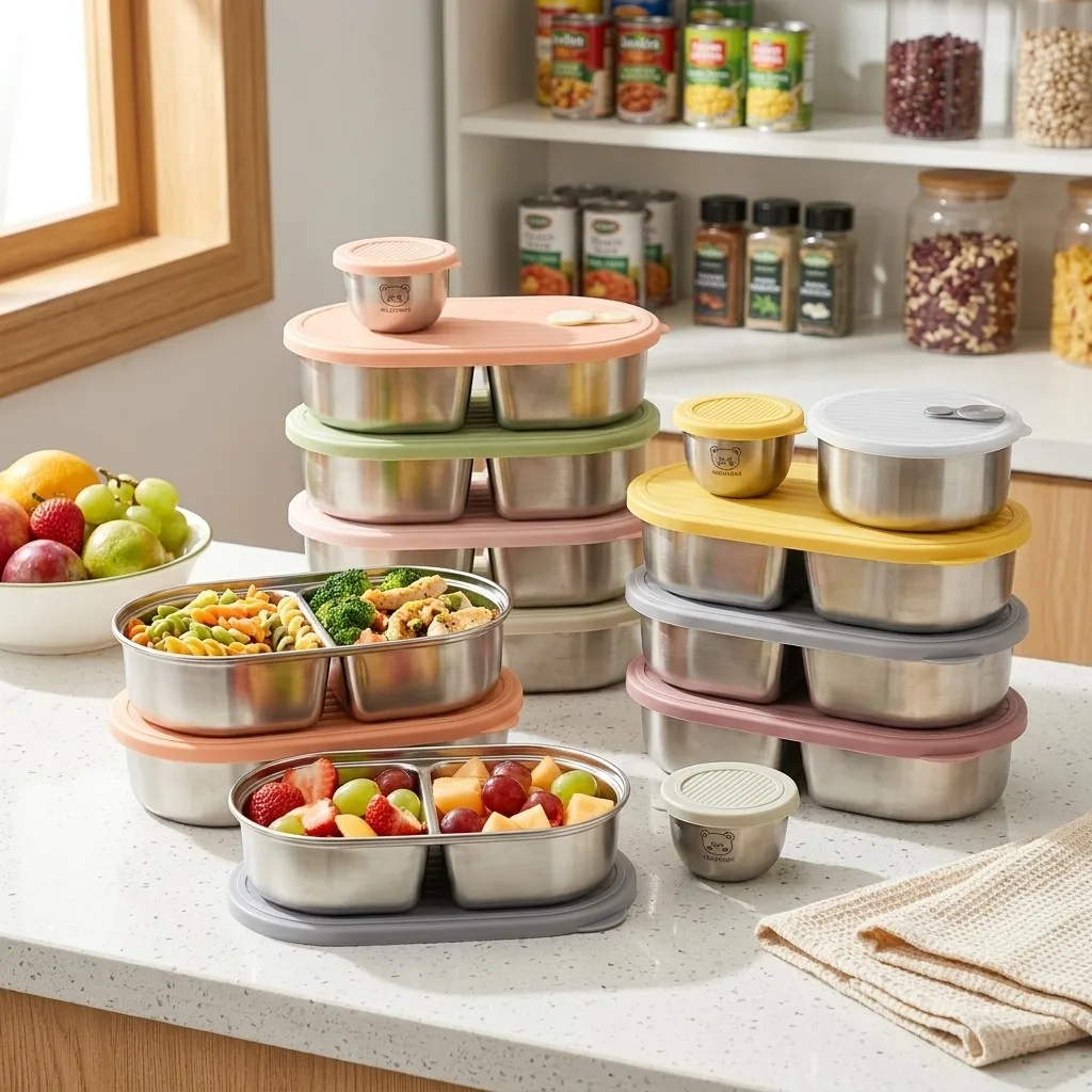 Microwavable 304 Stainless Ste - Food Storage With Dividers 评论和价格