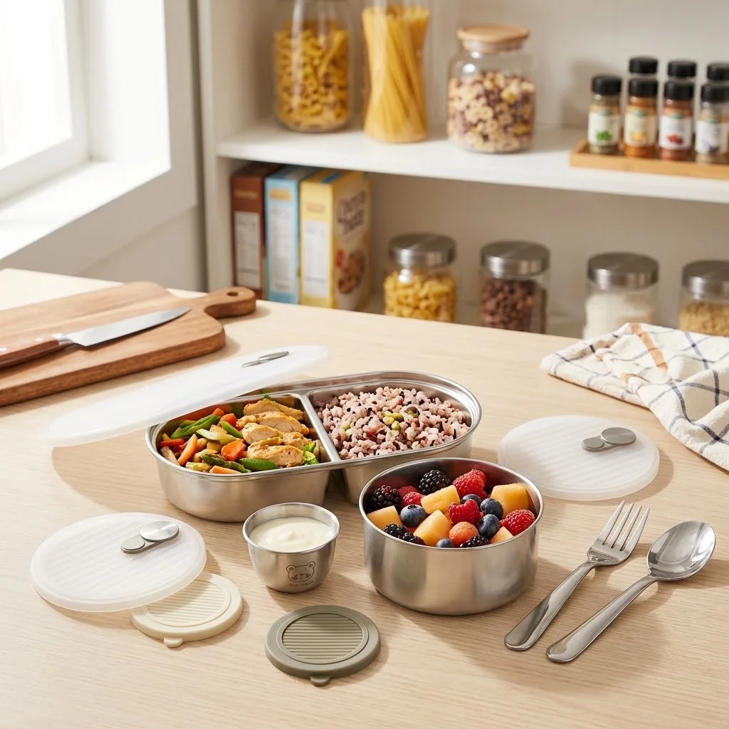 Microwavable 304 Stainless Ste - Food Storage With Dividers 评论和价格